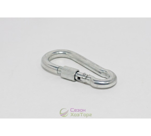 Карабін оцинкований пожежний з фіксатором 8*80