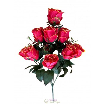 Букет искусственных атласных роз с крупными бутонами 68см (№1028)