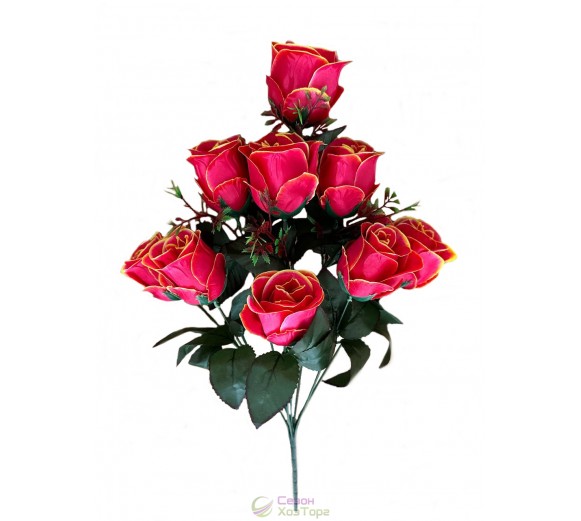 Букет искусственных атласных роз с крупными бутонами 68см (№1028)