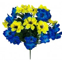 Искусственный букет желто-синих васильков 46см (№1815)