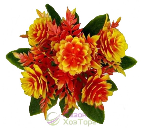Штучний пластиковий букет бордюр хризантема-шишка 23см (№2321)