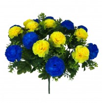 Букет искусственных желто-синих гвоздик 43см (№2441)