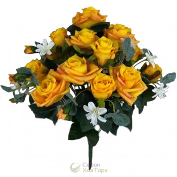 Искусственные розы в пышном букете, 54см (№3137)