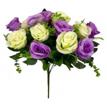 Пышный букет из искусственных двухцветных роз, 50см (№6210)