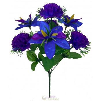 Искусственные цветы орхидеи с гвоздиками в букете 44см (№7177)