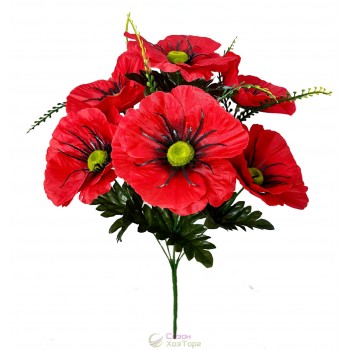Искусственный букет красных маков 46 см (№7185)