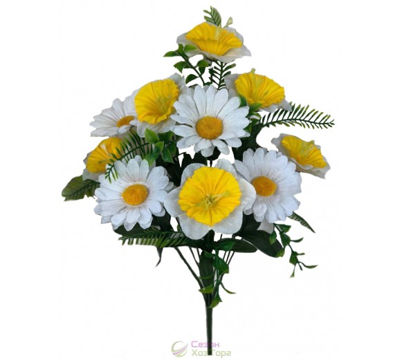Букет искусственных ромашек и нарциссов 50см (№7265)