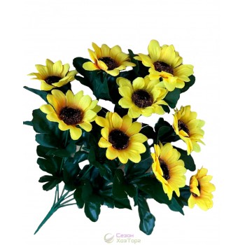 Искусственный букет желтых подсолнухов 44см (№7318)