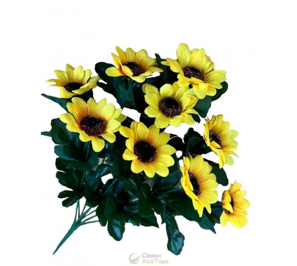 Искусственный букет желтых подсолнухов 44см (№7318)