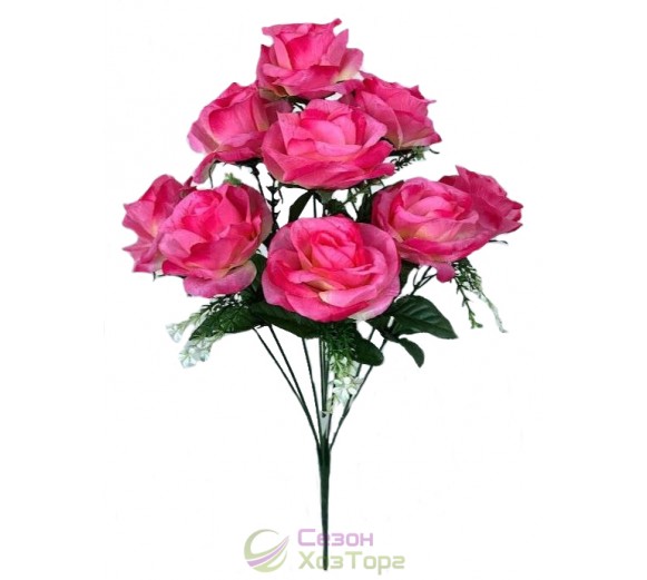 Букет искусственных роз с гипсофилой 56 см (№8120)