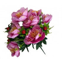 Искусственные атласные пионы с калиной 50см (№8128)