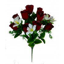 Искусственные бархатные розы в бутонах с лилиями 54см (№8176)