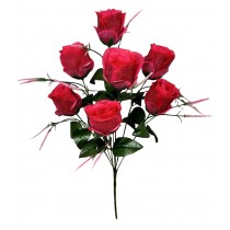 Искусственные крупные розы в бутоне с веточками 65см (№1046)