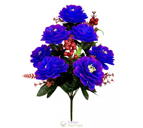 Букет искусственных георгин с ветками калины 57см (№1091)