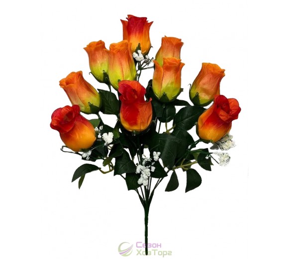 Букет искусственных роз с гипсофилой 46см (№399)