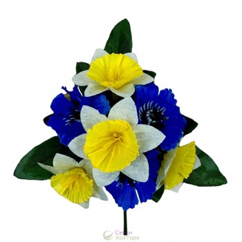 Букет искусственных васильков и нарциссов Украина 17 см (№6135)