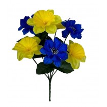 Букет искусственных нарциссов и васильков Украина 35см (№6140)