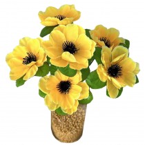 Букет искусственных цветов Анемоны с зеленой подставкой 35 см (№6143)