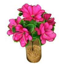 Букет искусственных цветов Азалия с зеленой подставкой 36 см (№6151)