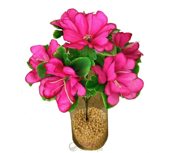 Букет искусственных цветов Азалия с зеленой подставкой 36 см (№6151)