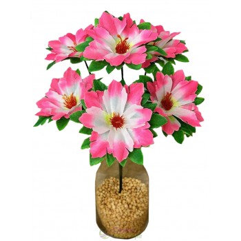 Букет искусственных цветов Клематис с зеленой подставкой 38 см (№6153)