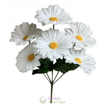 Букет искусственных белых ромашек с велюровой тычинкой 37см (№6160)