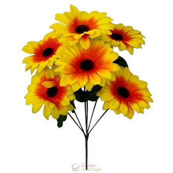 Букет искусственных подсолнухов с велюровой тычинкой 38см (№6160/1)