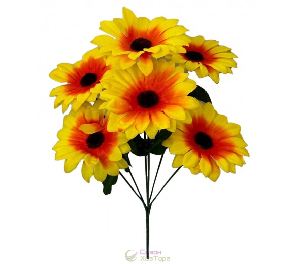 Букет искусственных подсолнухов с велюровой тычинкой 38см (№6160/1)