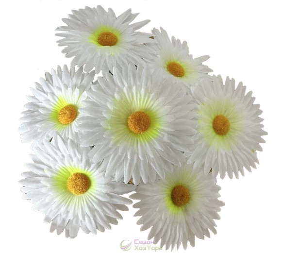 Букет искусственных белых ромашек с ворсистой тычинкой 46см (№6164)