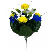 Букет из искусственных желто-синих цветов гвоздик, васильков и ромашек 47см (№6173)