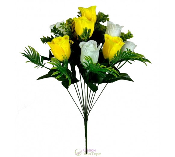 Букет искусственных атласных роз 50см (№6174)