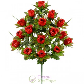 Букет роз в бутонах на зеленых листьях 76 см (№7063)