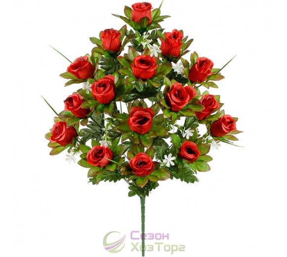 Букет троянд у бутонах на зеленому листі 76 см (№7063)