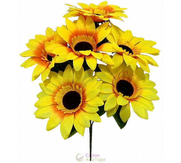 Букет искусственных желтых подсолнухов 46 см (№8070)