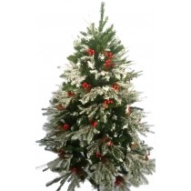 Ель Литая с шишками и калиной заснеженная, со вставками из хвои ПВХ 1,5м (SH360) 