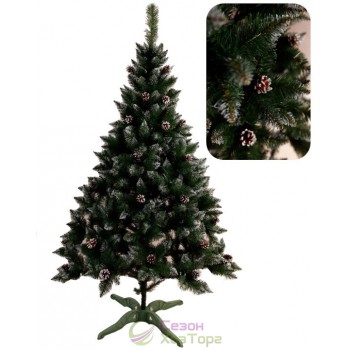 Ель искусственная ЭЛИТНАЯ С ШИШКАМИ 1,3 м (белое напыление)