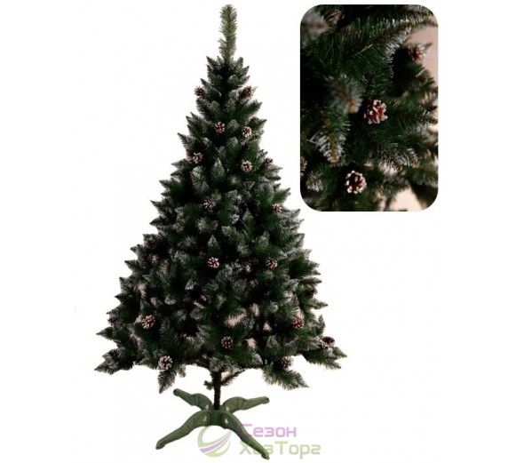 Ялина штучна ЕЛІТНА З ШИШКАМИ 1,8 м (біле напилення)