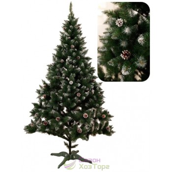 Ель искусственная ЭЛИТНАЯ С ШИШКАМИ 2,2 м (белое напыление)