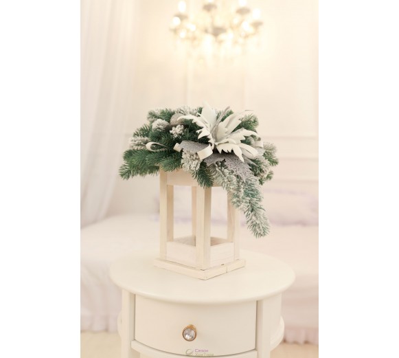 Рождественский фонарь c декором 35х30см 