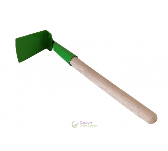 Мотыжка усиленная прямоугольная зеленая с ручкой  (340*65*90мм)