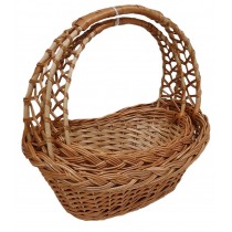 Плетеные корзины из лозы "Рыбак" с двойной ручкой (набор из 2 шт)