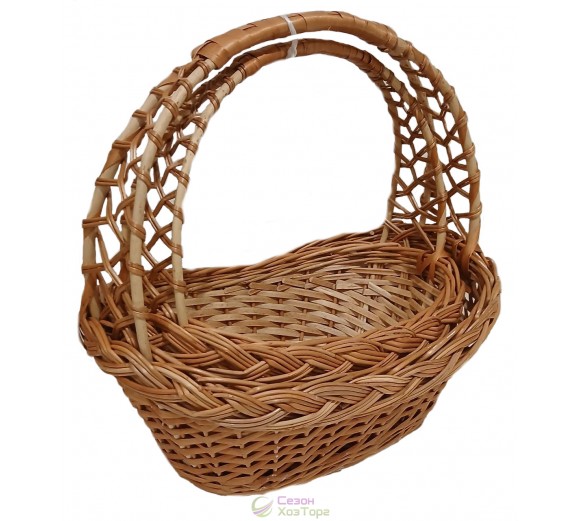 Плетеные корзины из лозы "Рыбак" с двойной ручкой (набор из 2 шт)