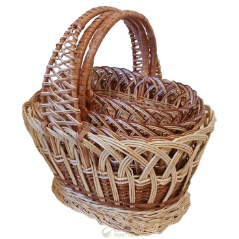 Плетені кошики з лози, набір 4шт (1 подвійна ручка+3 одинарні)