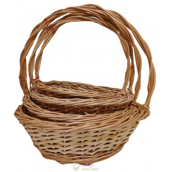 Плетені Круглі кошики з лози d-40 см (набір із 4 шт)