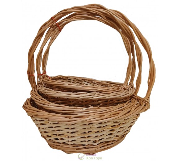Плетені Круглі кошики з лози d-40 см (набір із 4 шт)