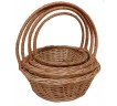 Круглые корзины из лозы d-45см с плетеной ручкой (набор из 4 шт)