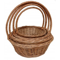Круглые корзины из лозы d-45см с плетеной ручкой (набор из 4 шт)