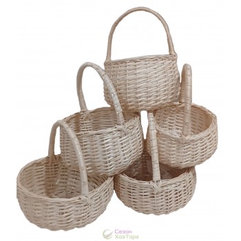 Плетені великодні кошики із лози білого кольору (набір 5 шт)