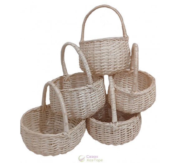 Плетеные пасхальные корзины из лозы белого цвета  (набор 5 шт)