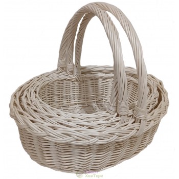 Плетені білі кошики з лози Польща (набір із 3 шт)